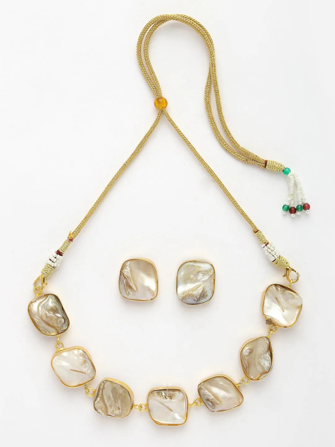 Gold-Plated Mother of Pearl Handcrafted Jewellery Set