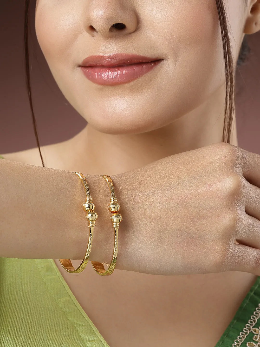 Set of 2 Gold-Plated Handcrafted Adjustable Bangles