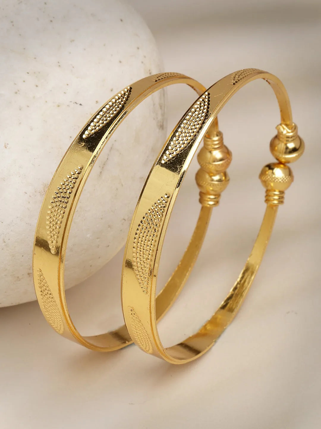 Set of 2 Gold-Plated Handcrafted Adjustable Bangles