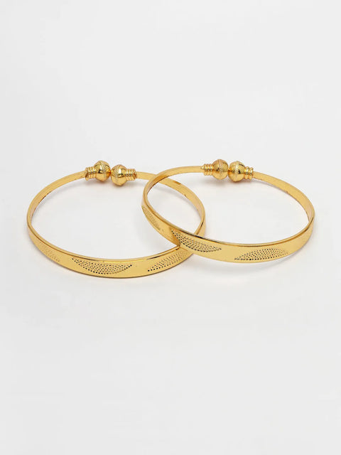 Set of 2 Gold-Plated Handcrafted Adjustable Bangles