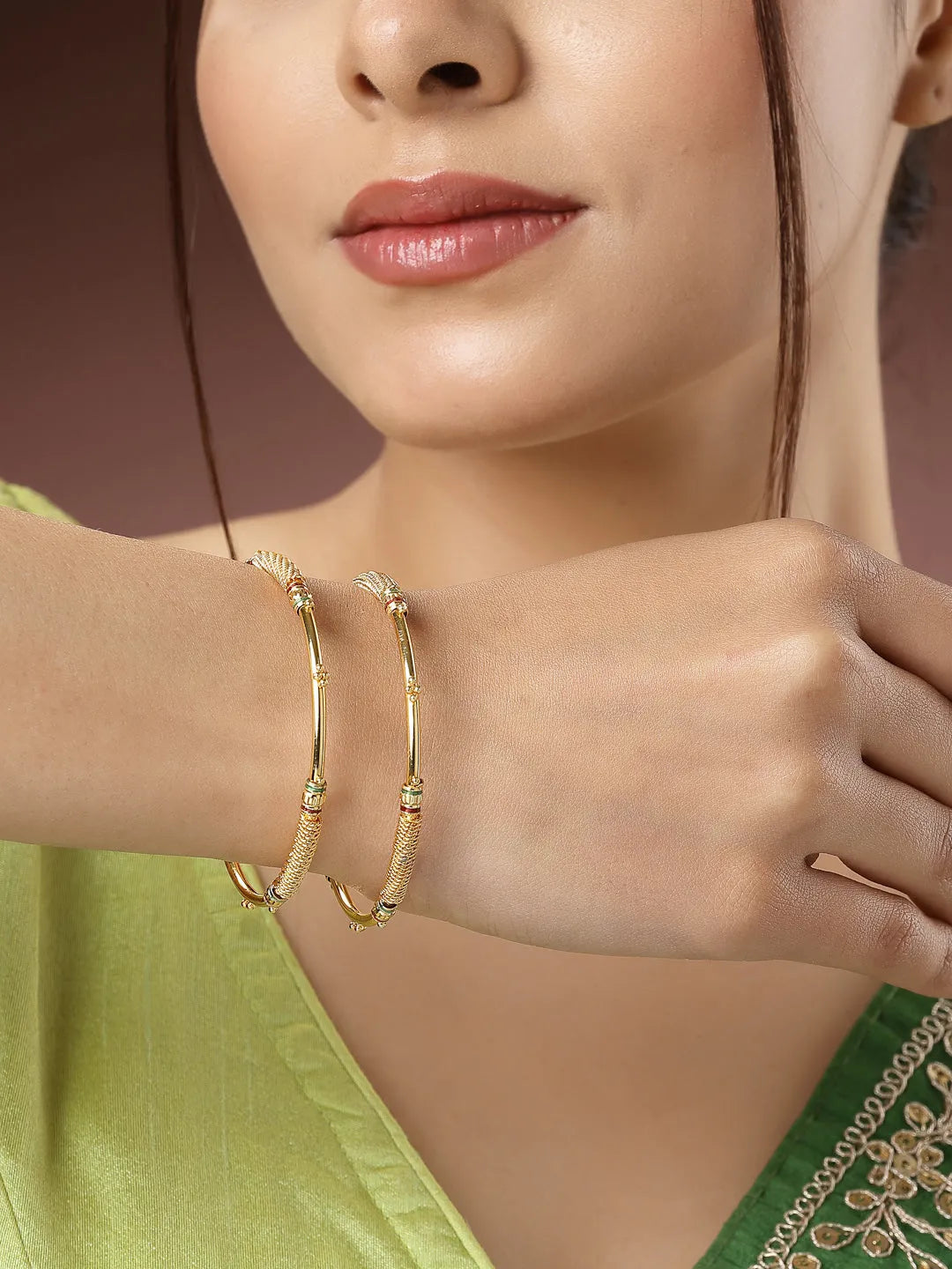 Set of 2 Gold-Plated Handcrafted Traditional Bangles