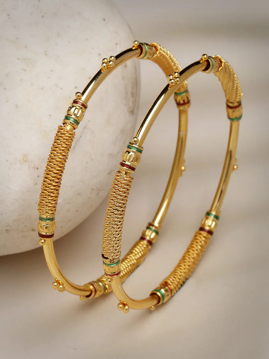 Set of 2 Gold-Plated Handcrafted Traditional Bangles