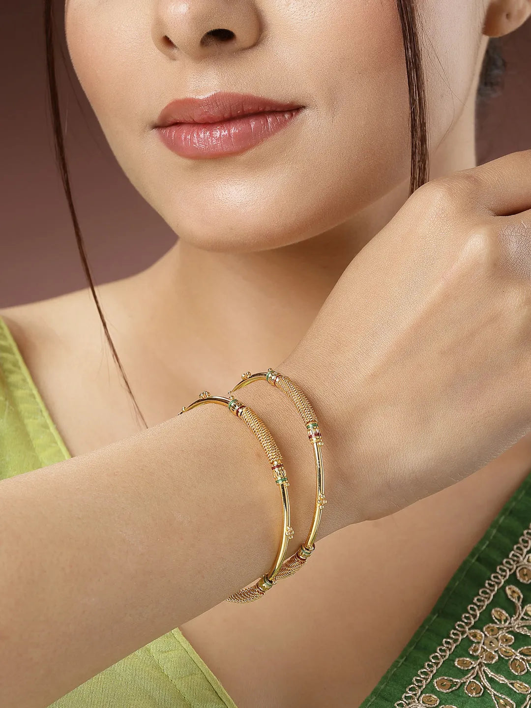 Set of 2 Gold-Plated Handcrafted Traditional Bangles