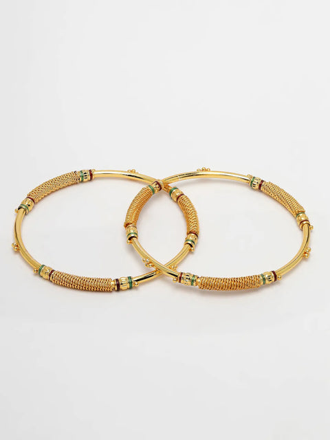 Set of 2 Gold-Plated Handcrafted Traditional Bangles