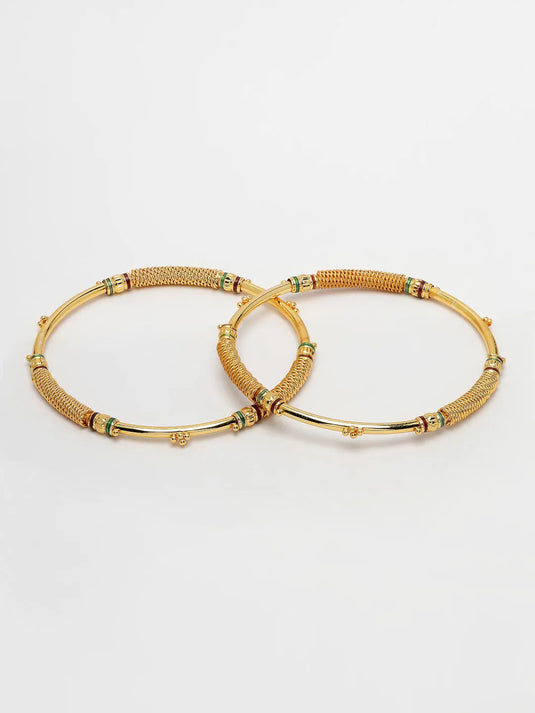 Set of 2 Gold-Plated Handcrafted Traditional Bangles