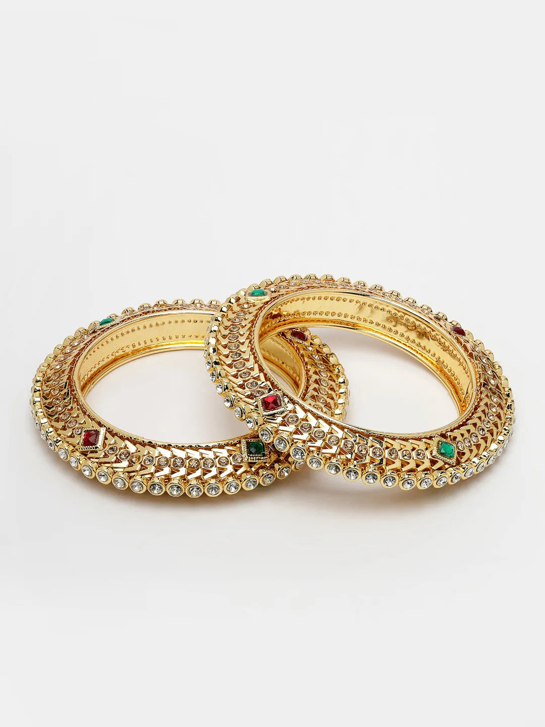 Set of 2 Gold-Plated Kundan Traditional Bangles