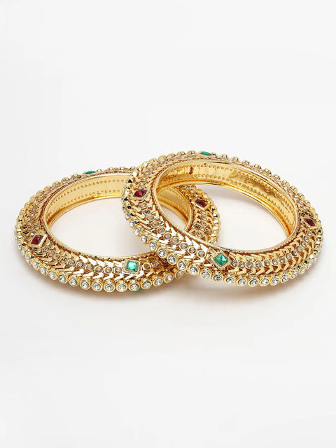 Set of 2 Gold-Plated Kundan Traditional Bangles