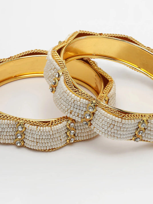 Set of 2 Gold-Plated Pearl Handcrafted Traditional Bangles