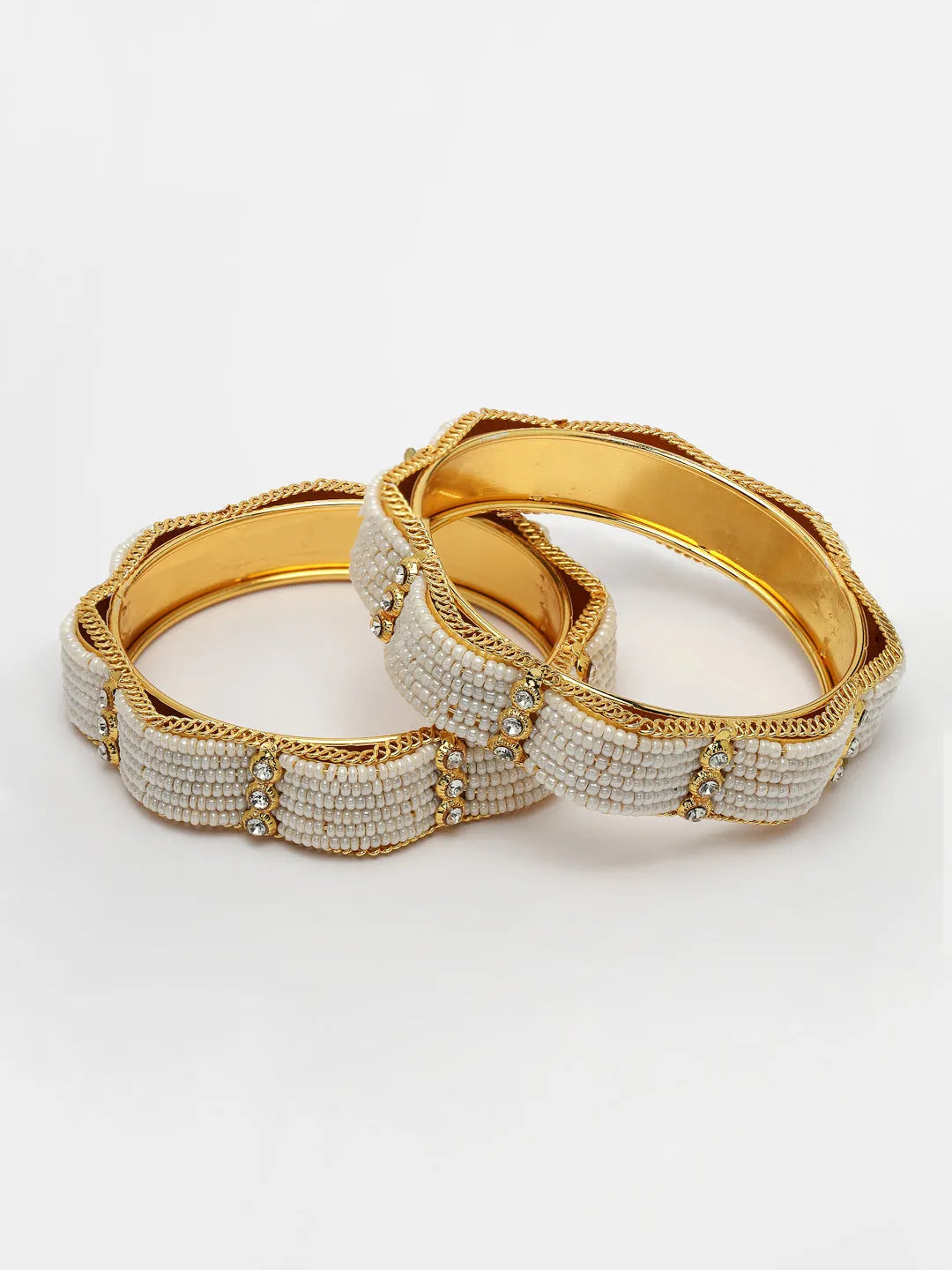 Set of 2 Gold-Plated Pearl Handcrafted Traditional Bangles