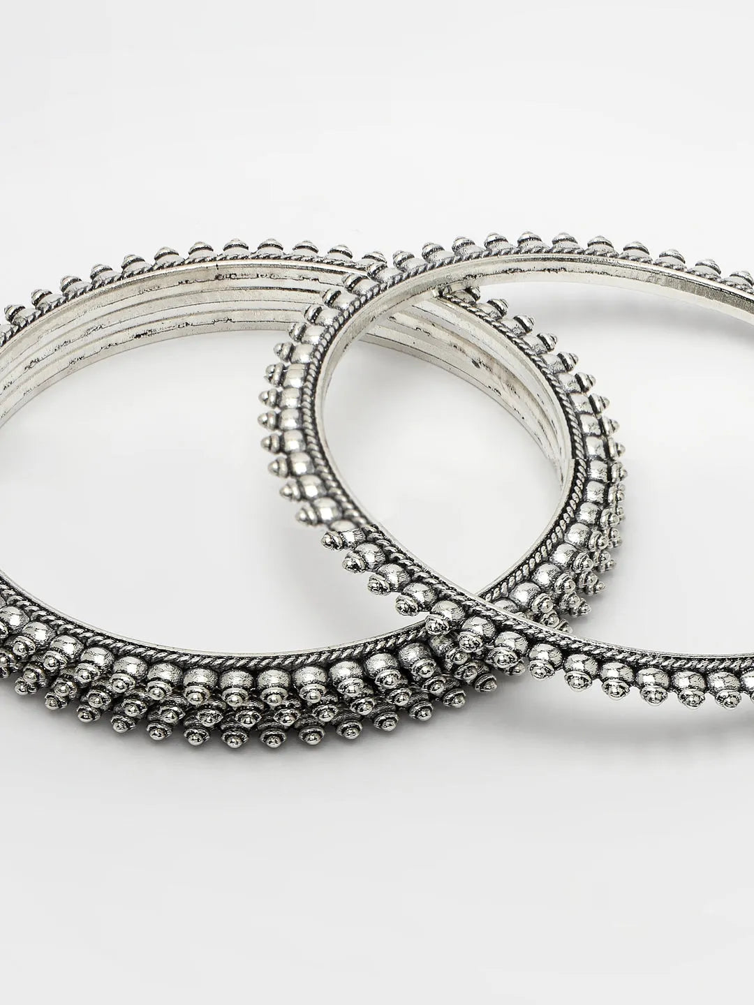 Set of 4 Silver-Toned German Silver Oxidised Bangles