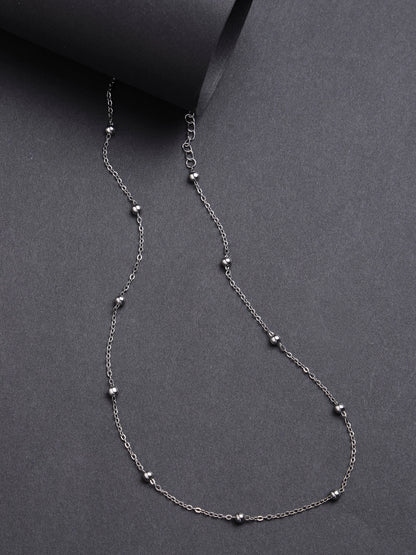 Silver-Toned Artificial Beads German Silver Oxidised Chain