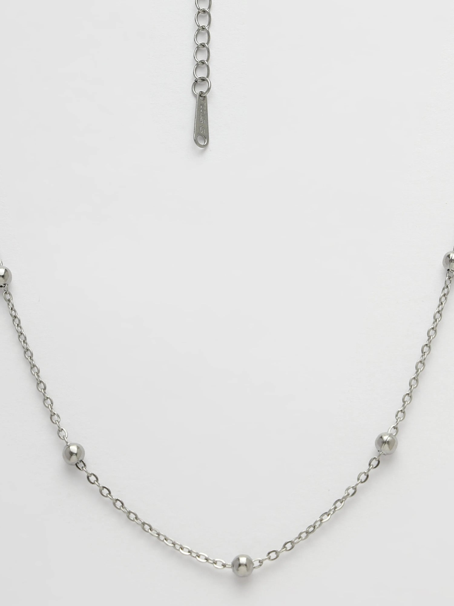 Silver-Toned Artificial Beads German Silver Oxidised Chain