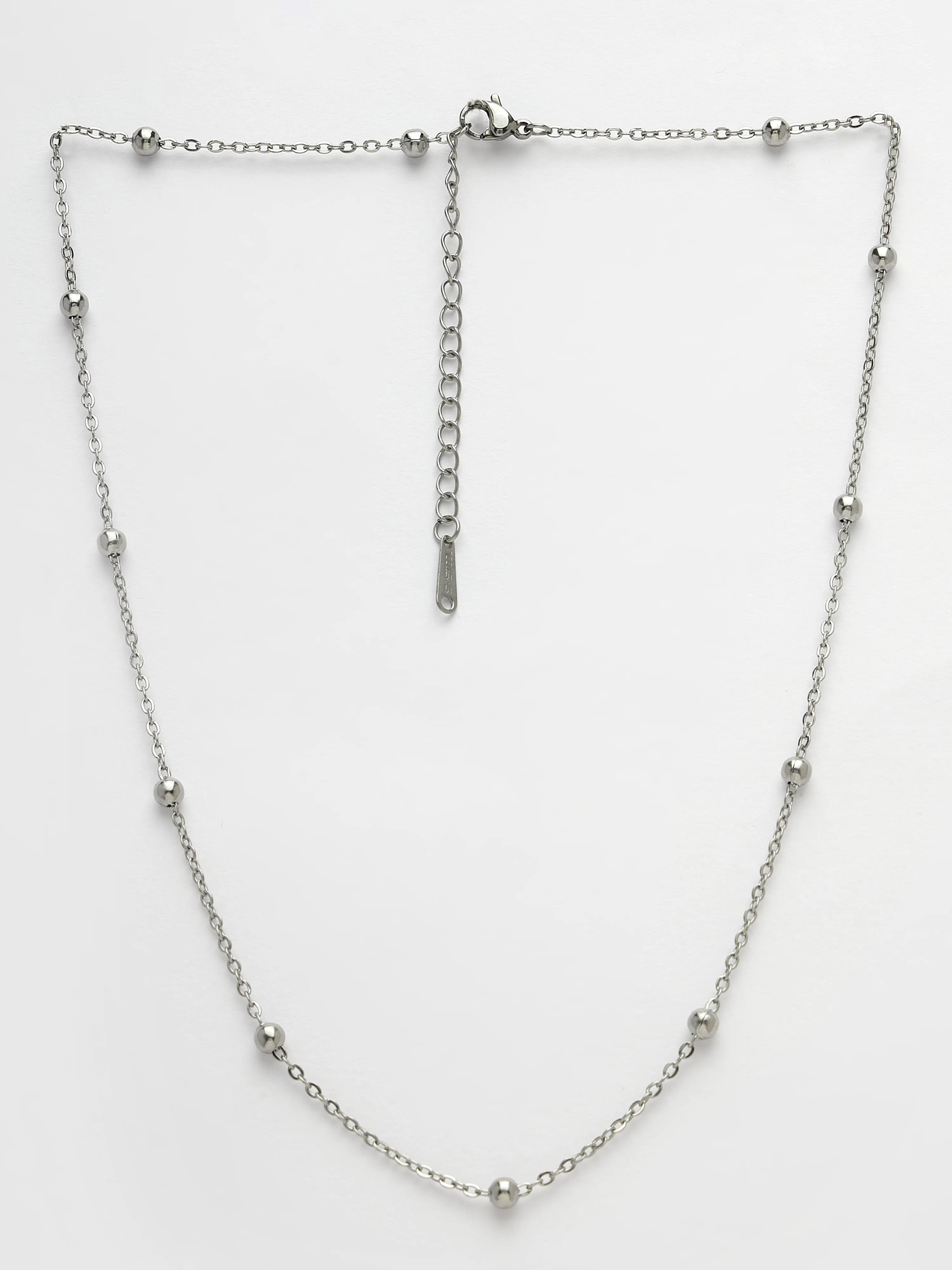 Silver-Toned Artificial Beads German Silver Oxidised Chain