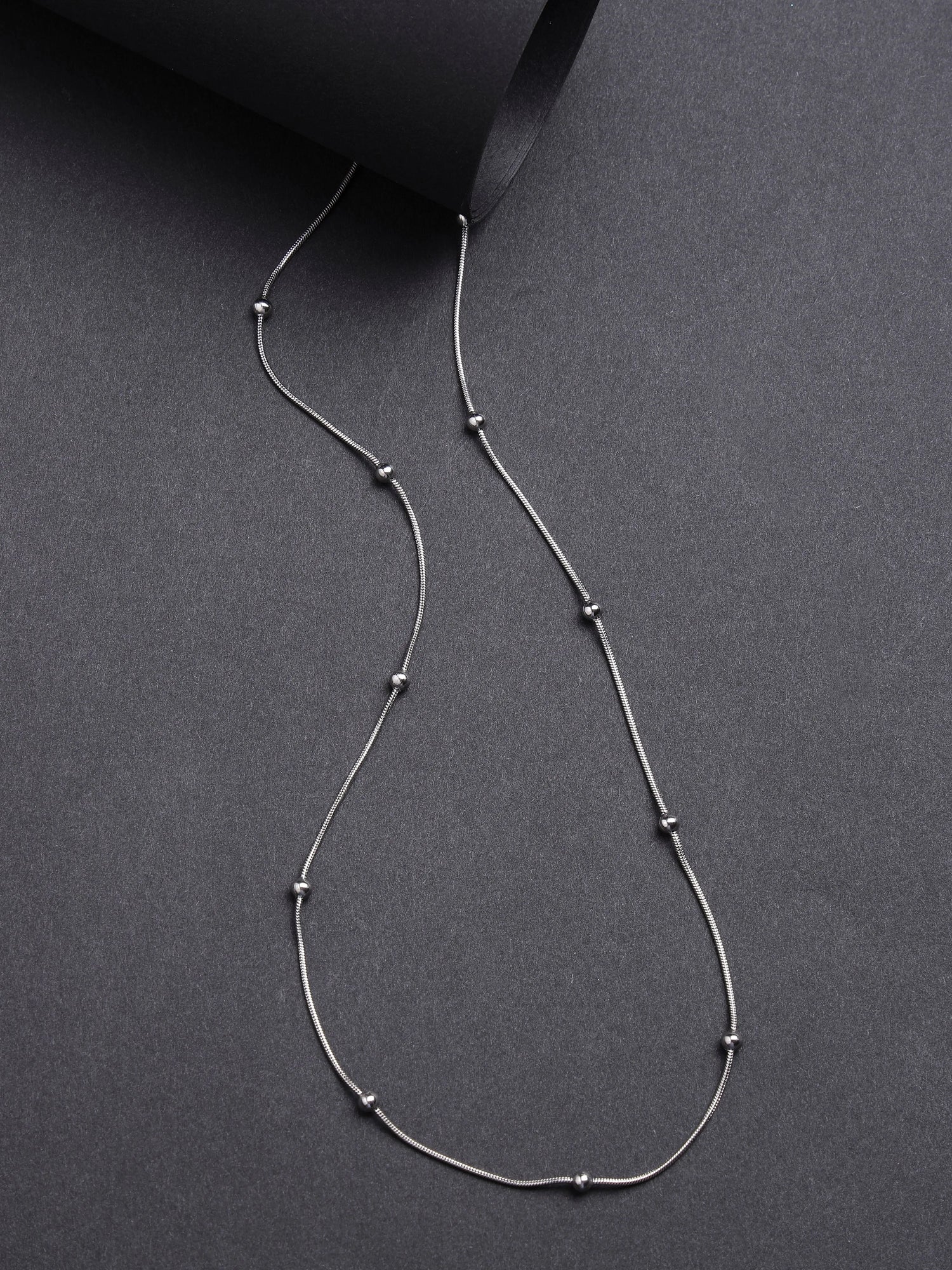 Silver-Toned Artificial Beads German Silver Oxidised Chain