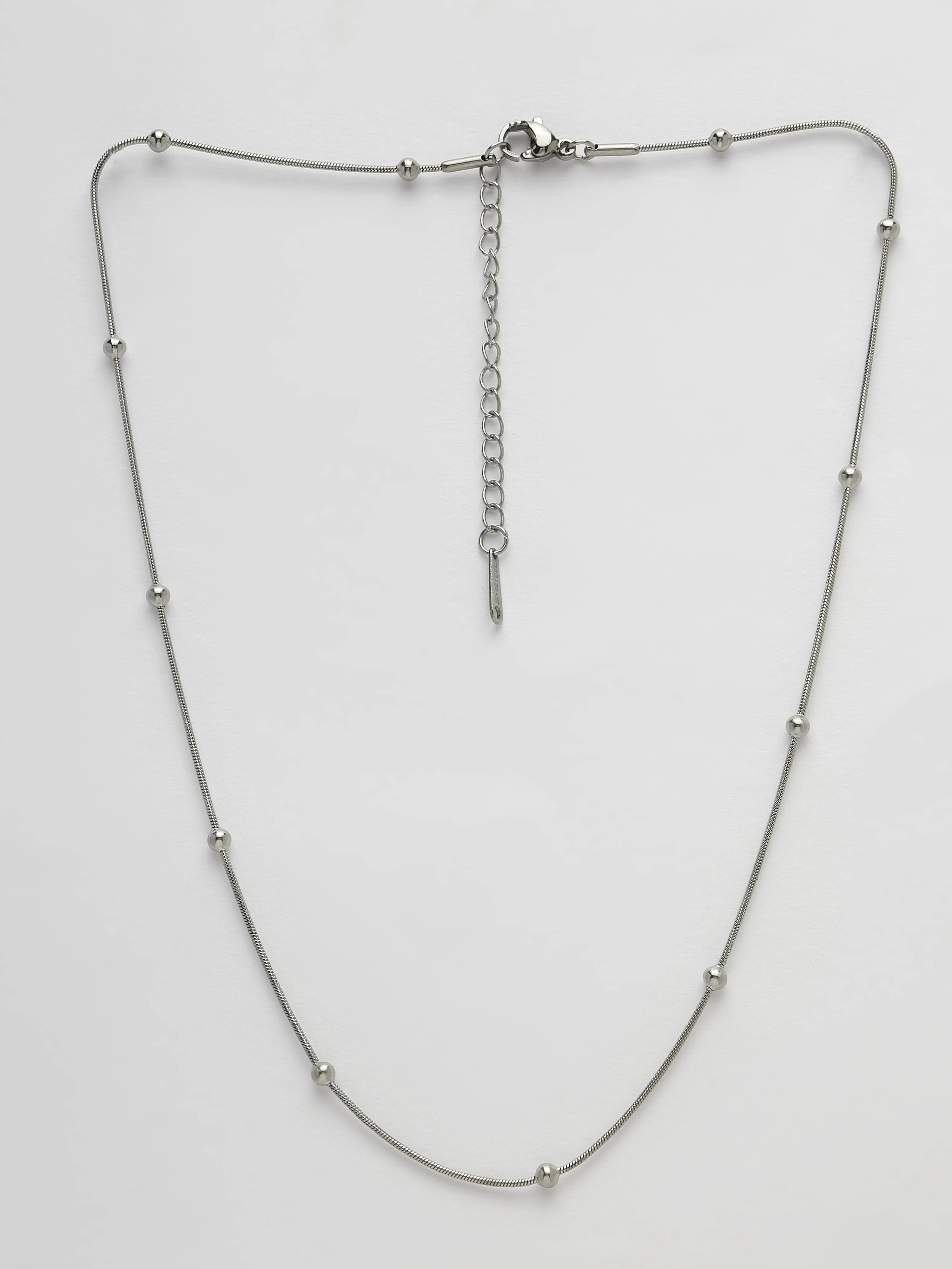 Silver-Toned Artificial Beads German Silver Oxidised Chain