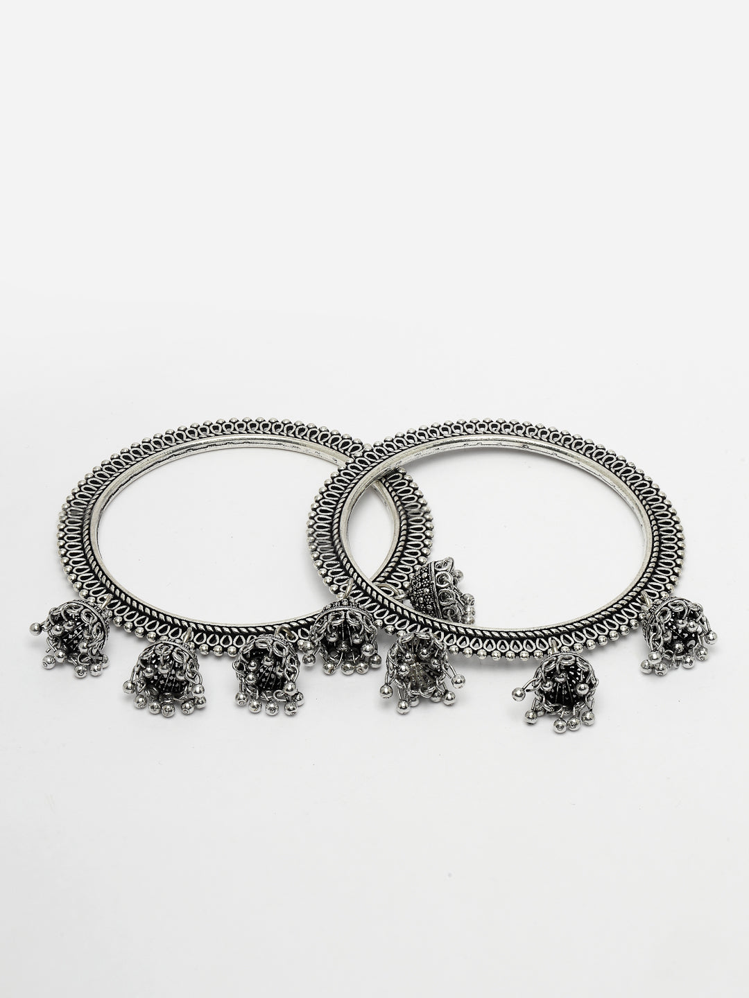 Set of 2 Silver-Toned German Silver Oxidised Bangle