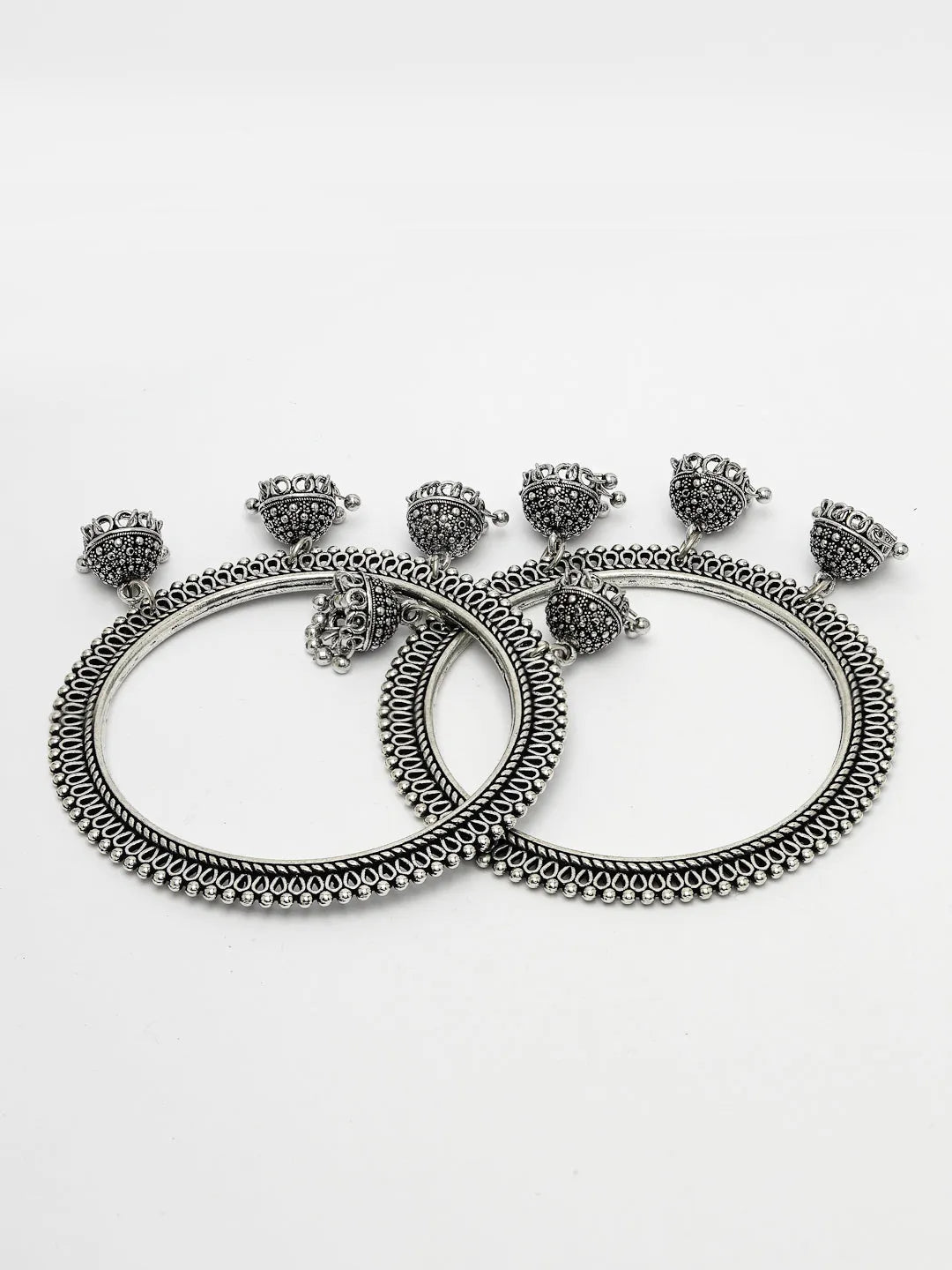 Set of 2 Silver-Toned German Silver Oxidised Bangle