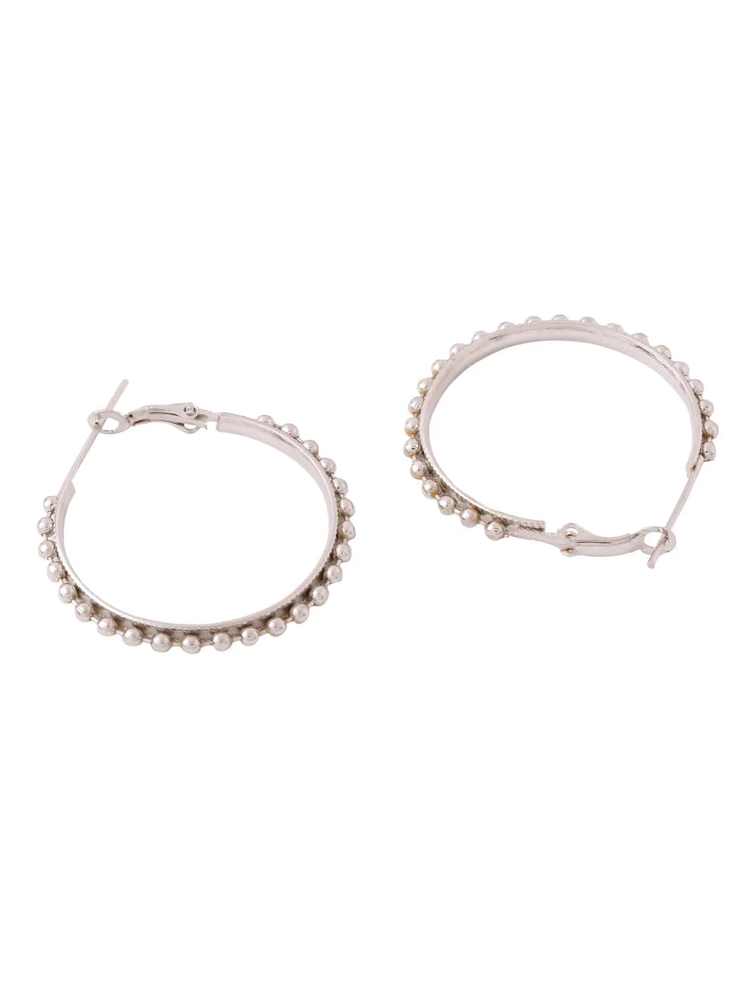 Set of 2 Gold &amp; Silver Beaded Circular Hoop Earrings