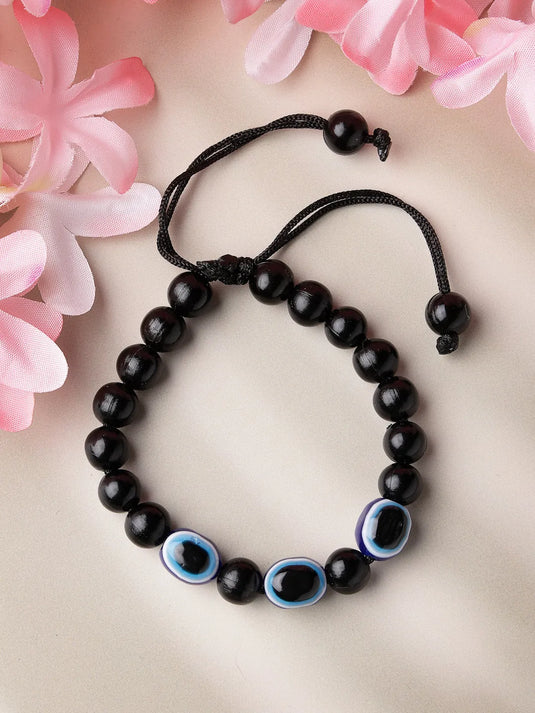 Unisex Set of 2 Black Evil Eye Bracelet