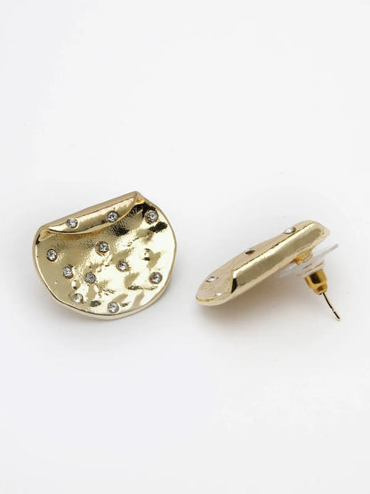 Set of 2 Gold &amp; Silver Brass-Plated Artificial Stones Studded Studs Earring