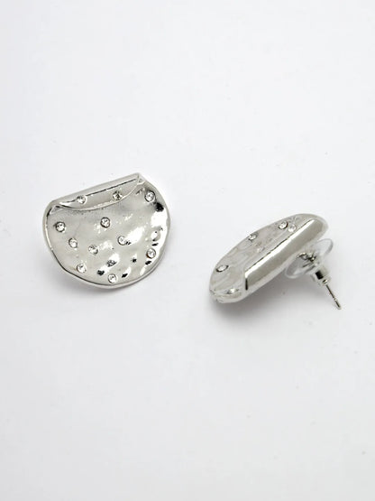 Set of 2 Gold &amp; Silver Brass-Plated Artificial Stones Studded Studs Earring