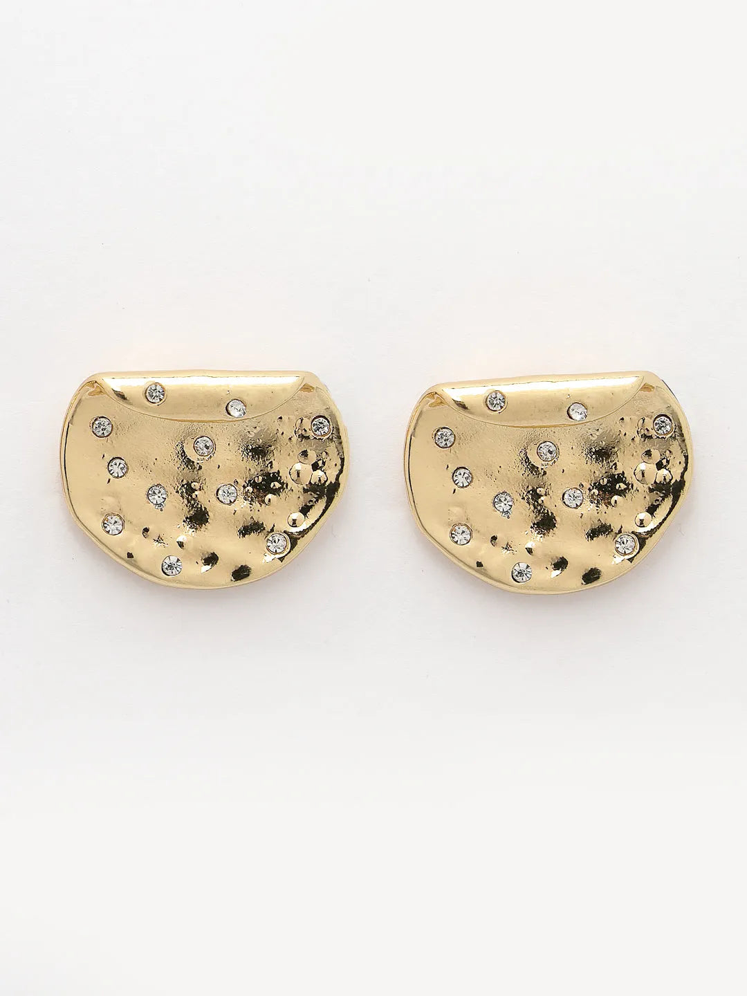 Set of 2 Gold &amp; Silver Brass-Plated Artificial Stones Studded Studs Earring