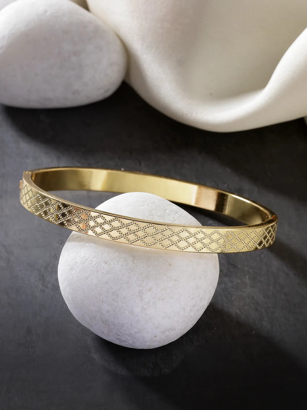 Men Gold-Plated Stainless Steel  Kada Bracelet