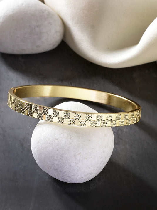 Men Gold-Plated Stainless Steel  Kada Bracelet