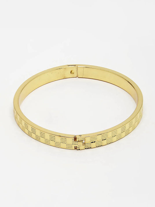 Men Gold-Plated Stainless Steel  Kada Bracelet