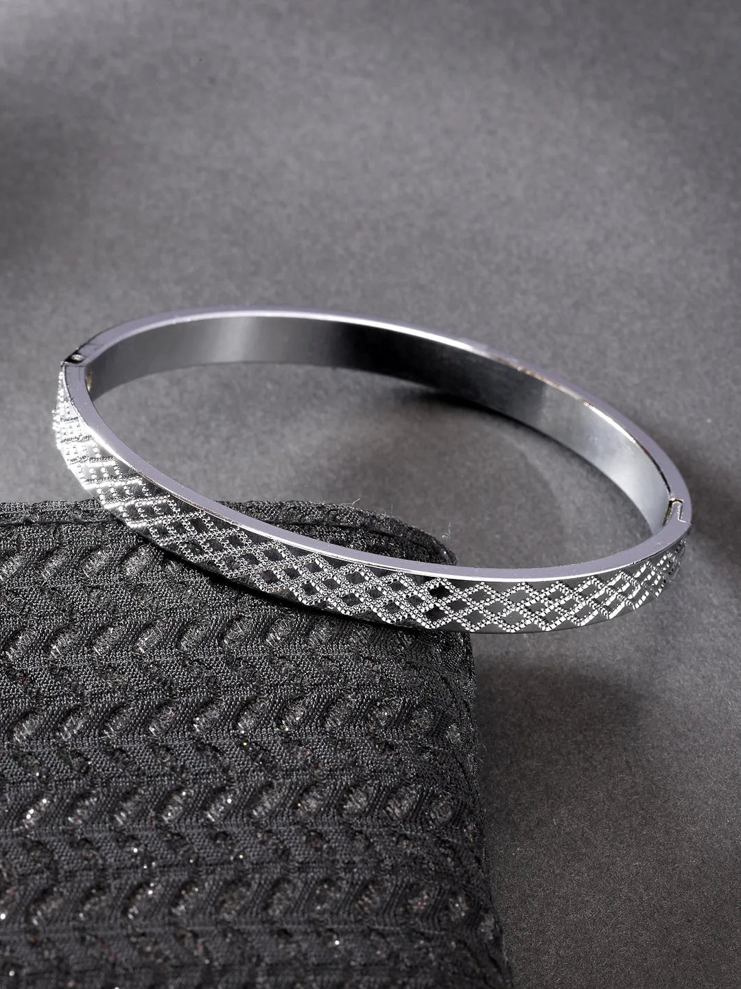 Men Silver-Plated Stainless Steel Kada Bracelet