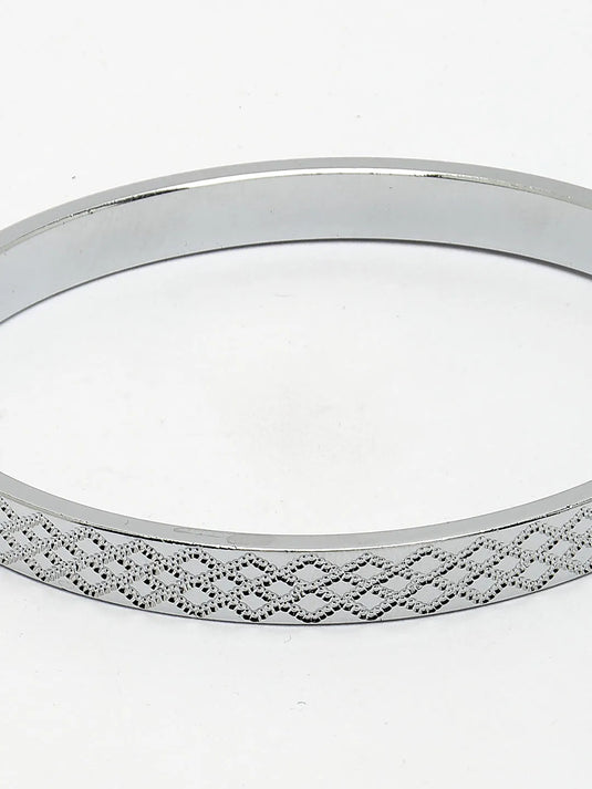 Men Silver-Plated Stainless Steel Kada Bracelet