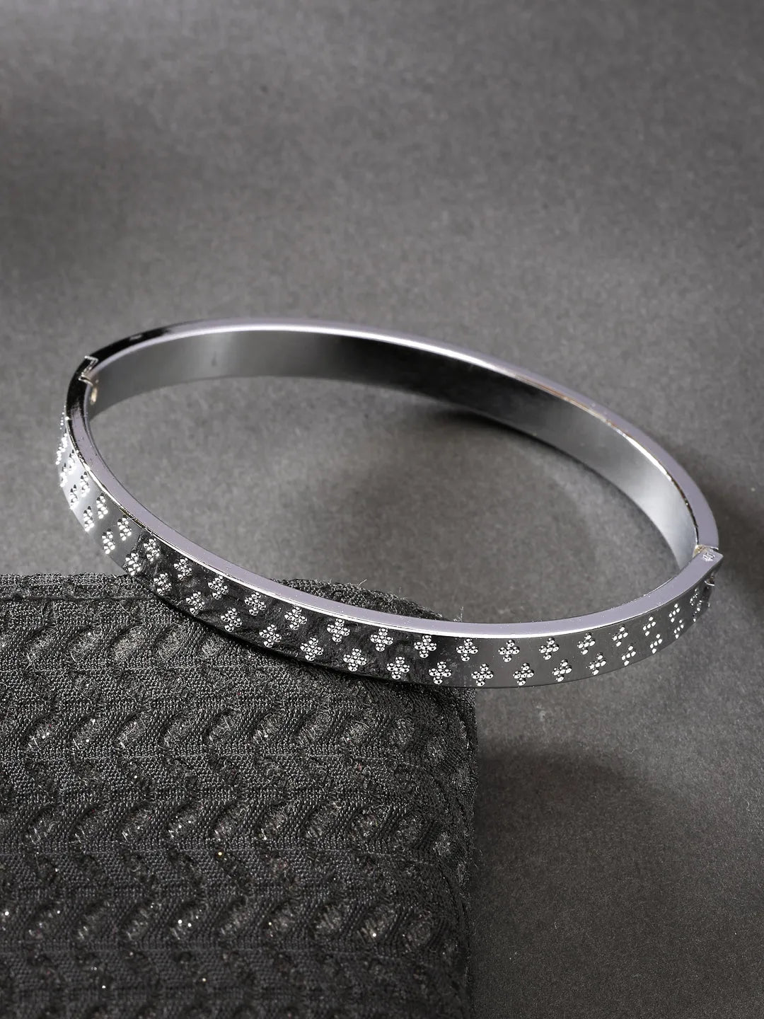 Men Set of 2 Rhodium-Plated Stainless Steel Kada Bracelet