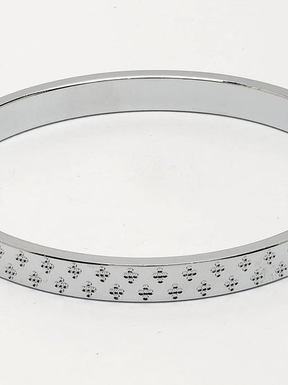 Men Set of 2 Rhodium-Plated Stainless Steel Kada Bracelet