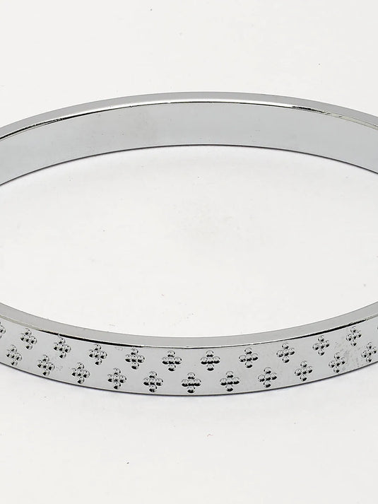 Men Set of 2 Rhodium-Plated Stainless Steel Kada Bracelet