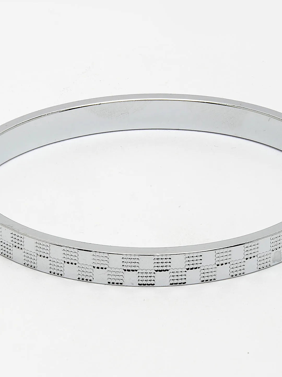 Men Set of 2 Rhodium-Plated Stainless Steel Kada Bracelet