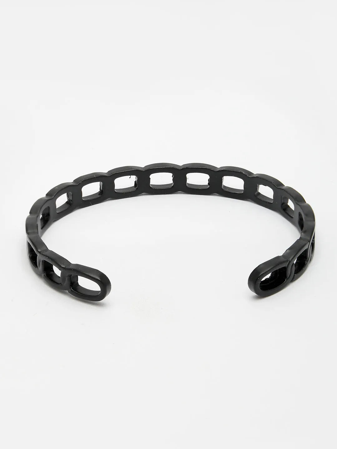 Men Black Rhodium-Plated Metal Cuff Bracelet