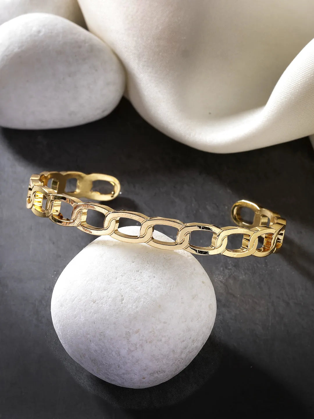 Men Gold-Plated Metal Cuff Bracelet