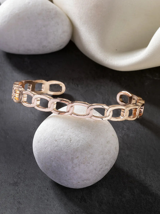 Men Rose Gold Metal Cuff Bracelet