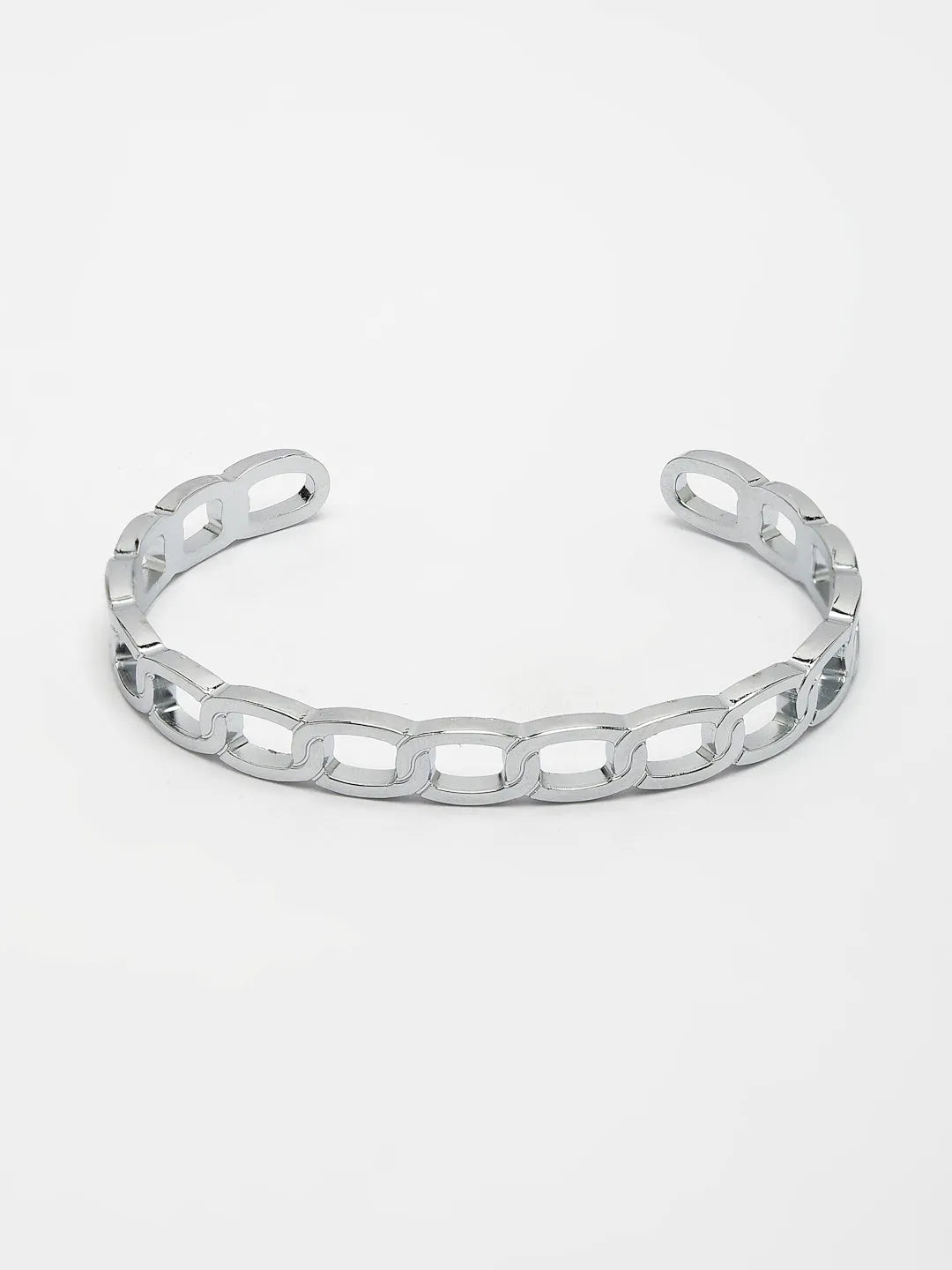 Men Silver-Plated Metal Cuff Bracelet