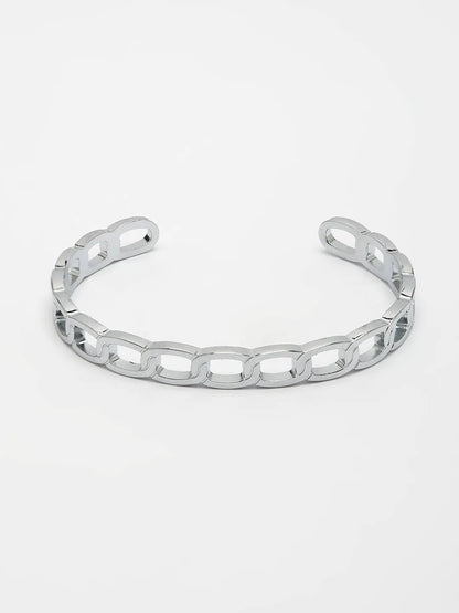 Men Silver-Plated Metal Cuff Bracelet