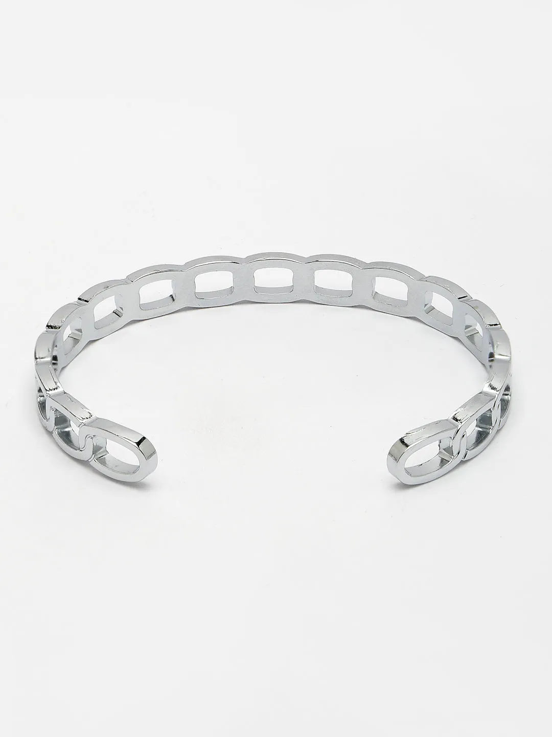 Men Silver-Plated Metal Cuff Bracelet