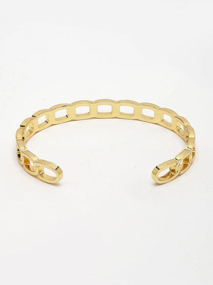 Men Set of 2 Gold &amp; Black Rhodium-Plated  Metal Cuff Bracelet