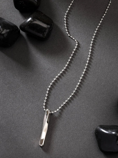 Men Silver-Plated  Stainless Steel Pendant with Chain