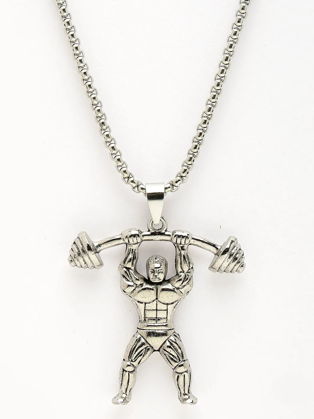 Men Silver-Plated  Stainless Steel Hanuman Pendant with Chain