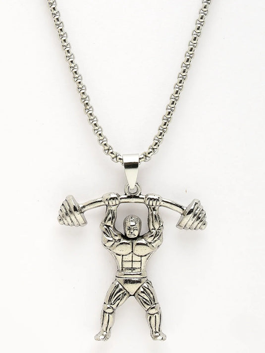 Men Silver-Plated  Stainless Steel Hanuman Pendant with Chain