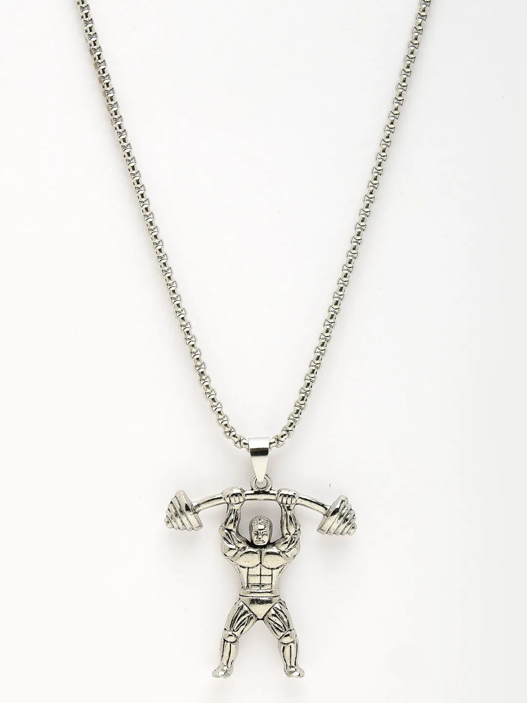 Men Silver-Plated  Stainless Steel Hanuman Pendant with Chain