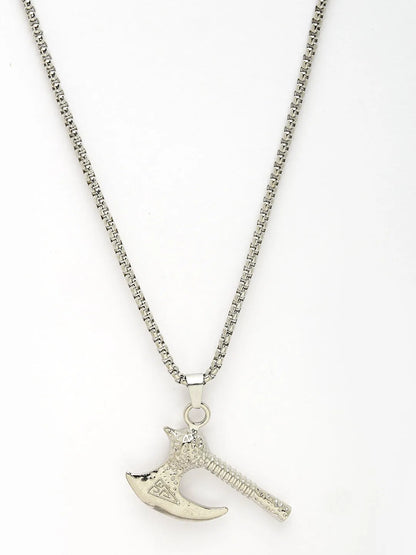 Men Silver-Plated  Stainless Steel Pendant with Chain