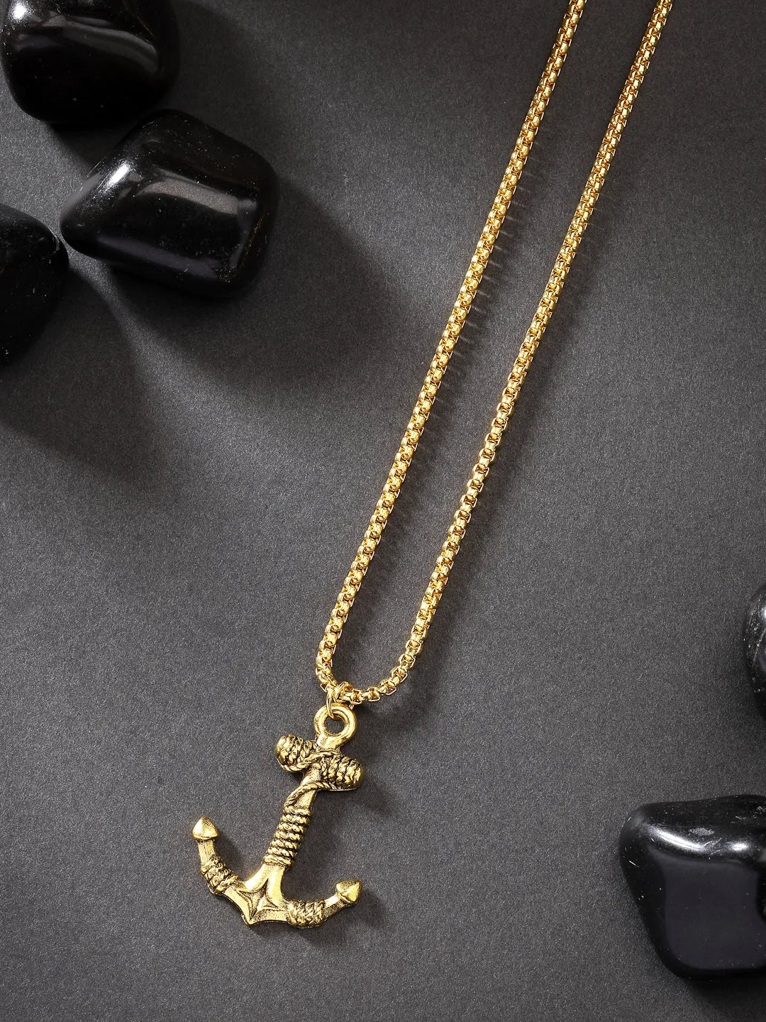 Men Gold-Plated  Stainless Steel Pendant with Chain