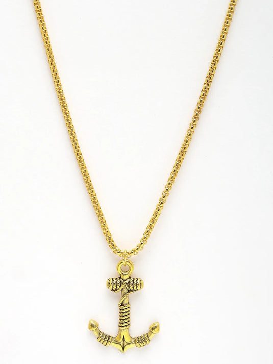 Men Gold-Plated  Stainless Steel Pendant with Chain