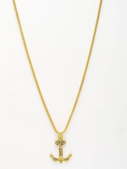 Men Gold-Plated  Stainless Steel Pendant with Chain